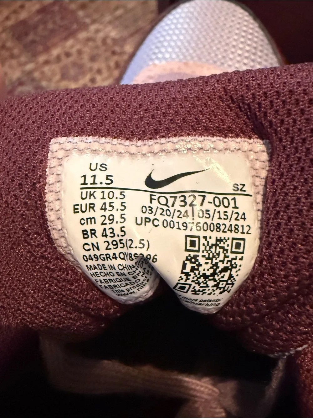Nike Air Max 1 Essential PRM Cement Grey Burgundy Crush -  and Light Pink